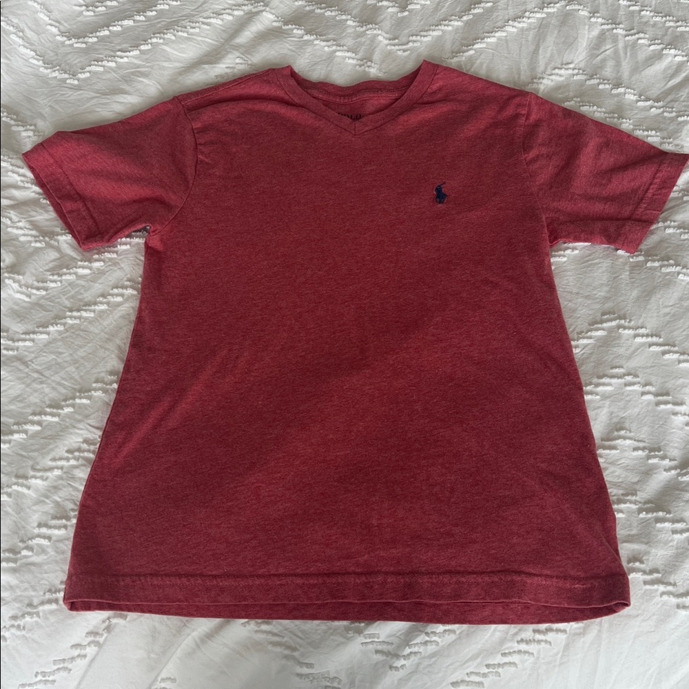 Red Ralph Lauren V- Neck T-Shirt with Logo